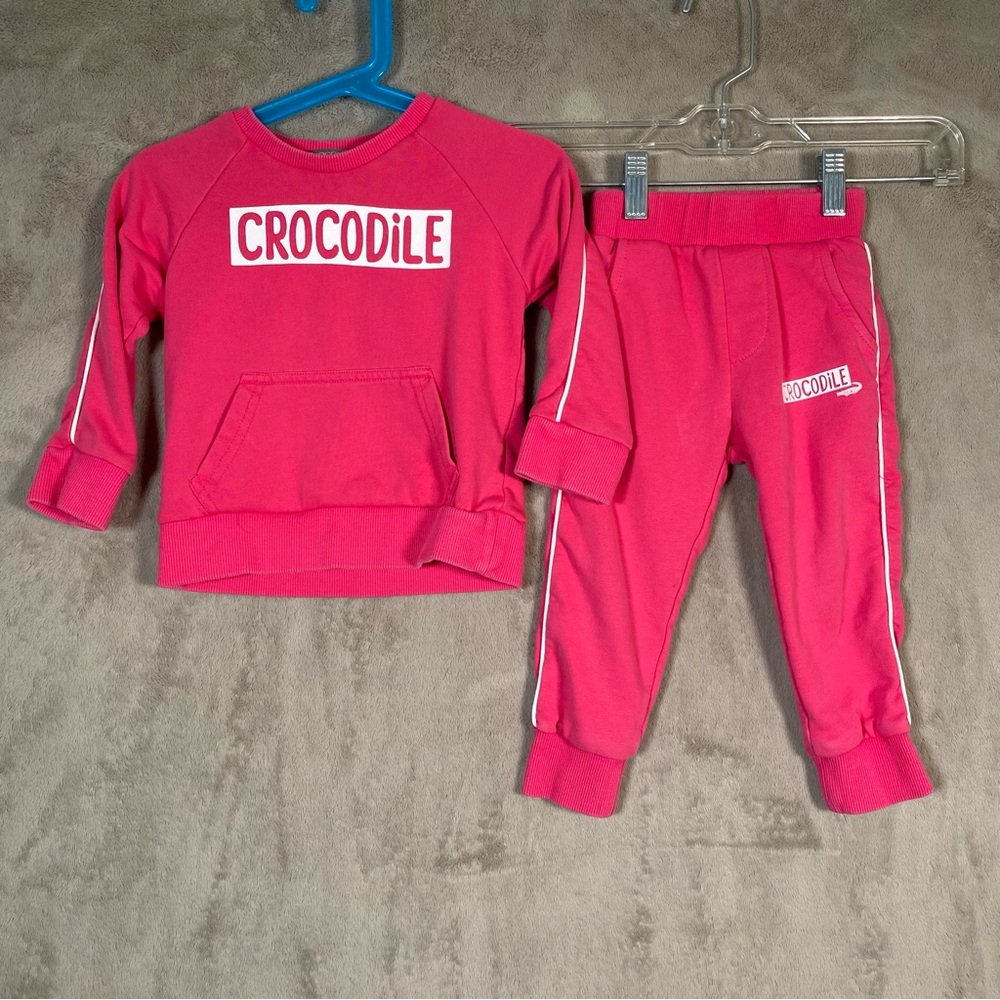 Toddler Girls Pink Tracksuit 2T Crocodile Junior Matching Set